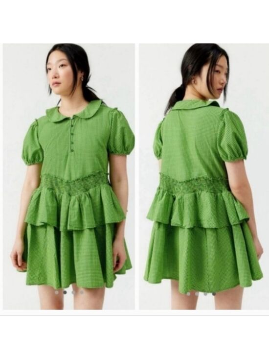 Urban Outfitters Dresses & Skirts - Urban Outfitters Claire Babydoll Mini Dress 100% Cotton green Small